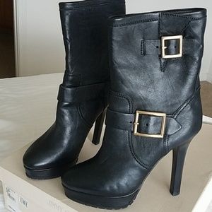 Jimmy Choo Biker Leather Unlined Heal Boot